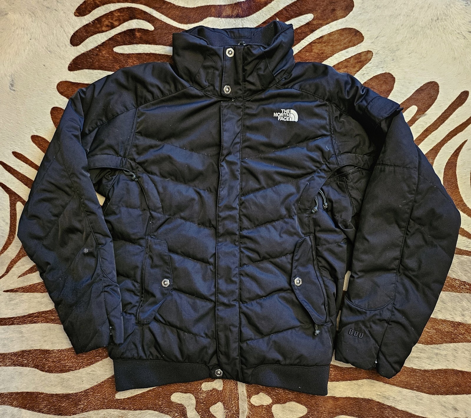 Men's Northface 600 Down Recco Sz M Black Zippered Ski/Snow Jacket Puffer